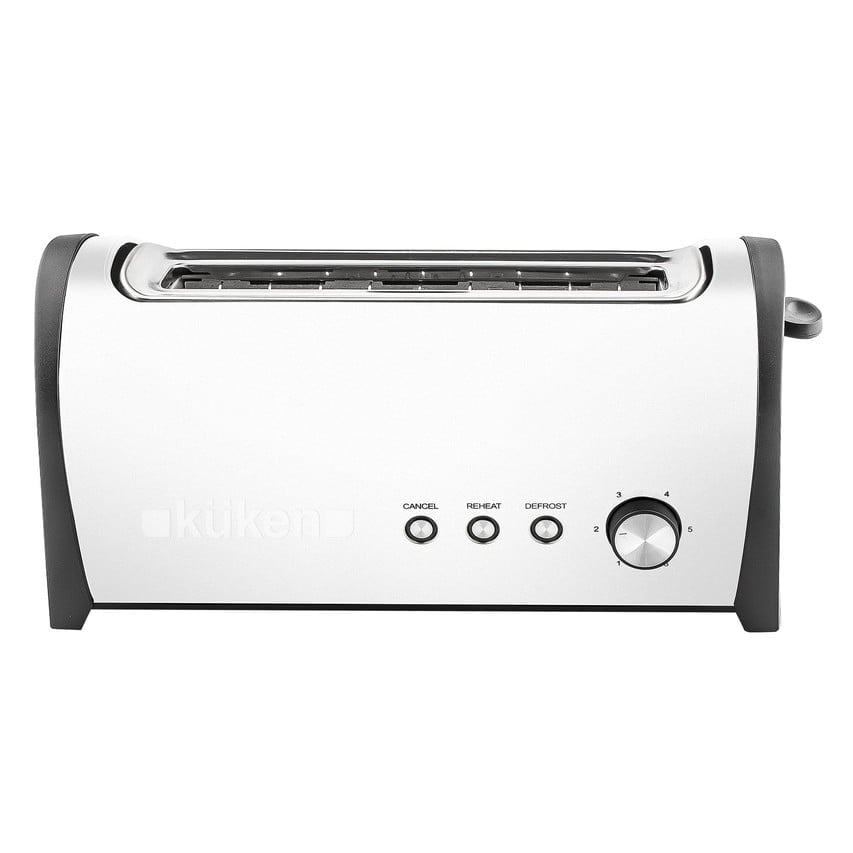 White toaster with large slot 1000w