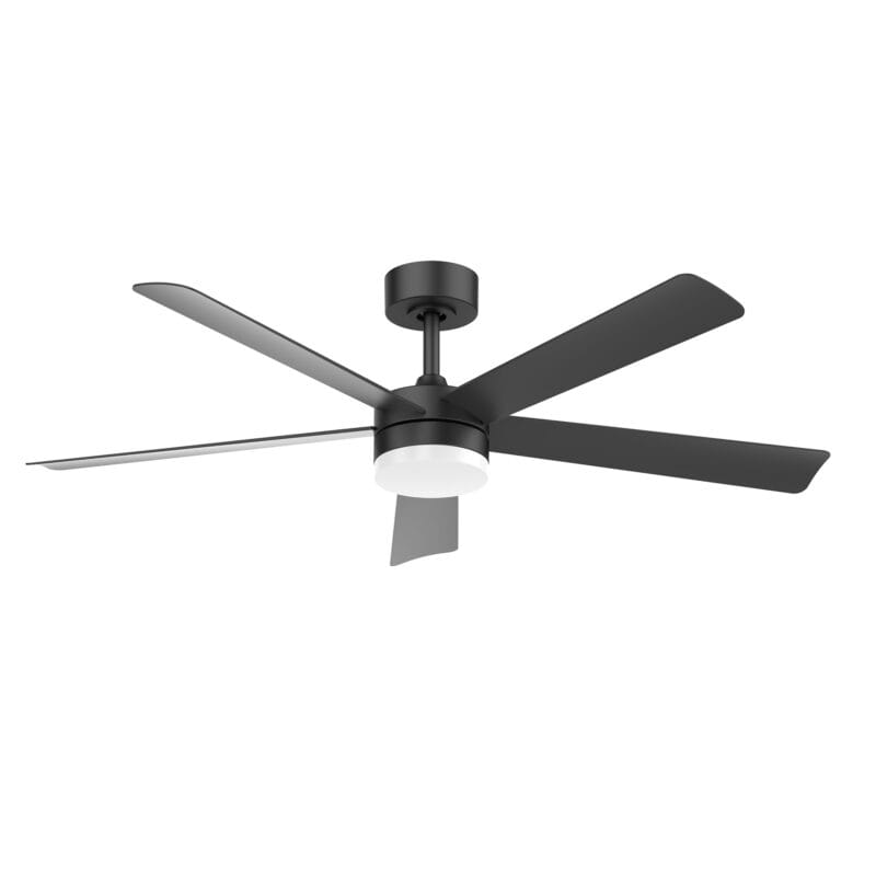 DECKENVENTILATOR DC DIMMBAR SCHWARZ LED 5 BLÄTTER 132CM