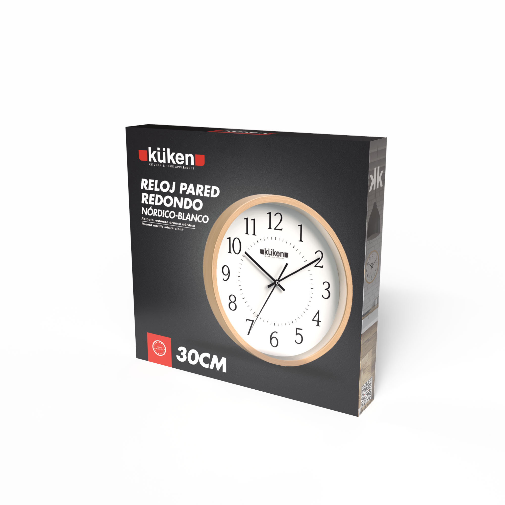 RELOJ DE PARED NÓRDICO/BLANCO REDONDO 30CM KÜKEN - Image 3