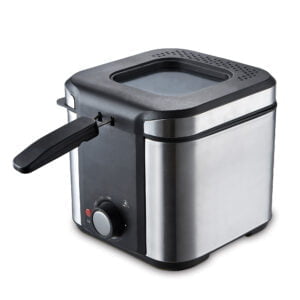 EDELSTAHL FRITEUSE 900W GLASDECKEL 1,5 LITER KÜKEN
